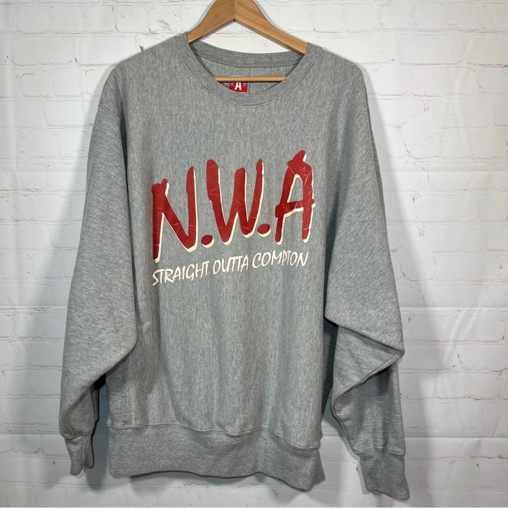Vintage NWA Straight Outta Compton Reverse Weave Sweatshirt Mens Large Gray